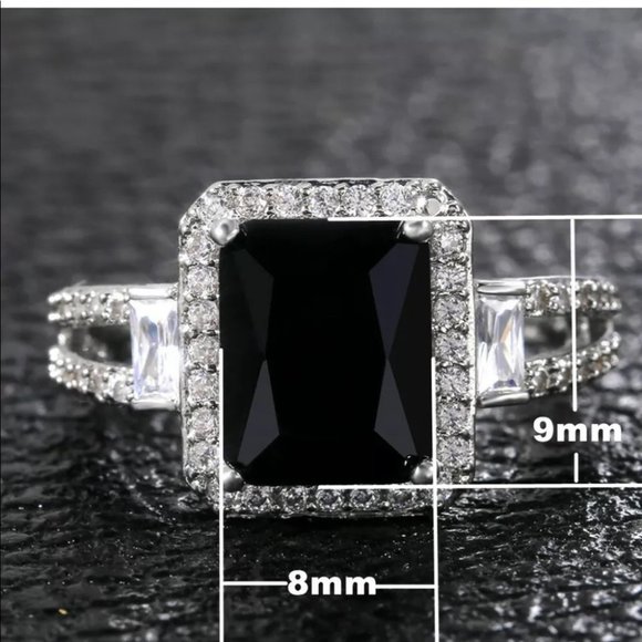Black Sapphire 925 Silver Jewelry Wedding Ring - Picture 3 of 6